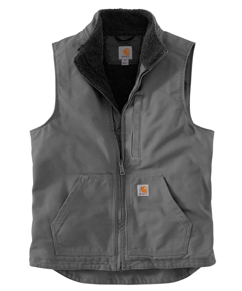 Carhartt Washed Duck Sherpa-Lined Mock Neck Vest - Gravel — Dave's New York