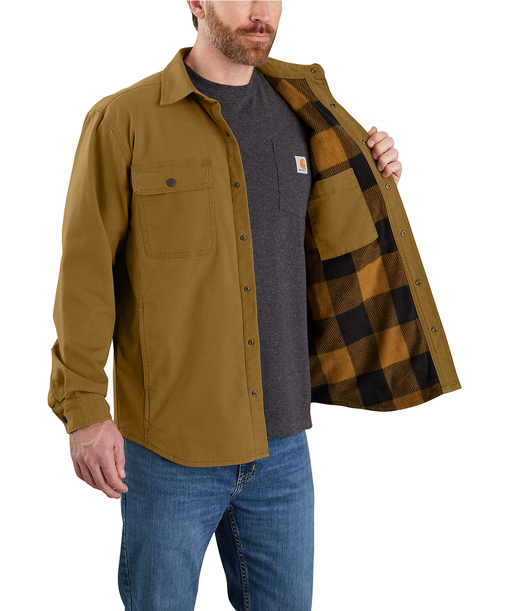 Carhartt Men's Canvas Fleece Lined Shirt Jacket - Oak Brown — Dave's ...