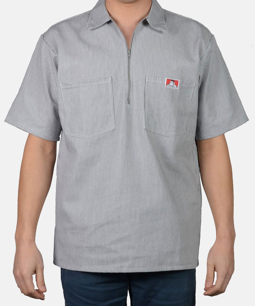 Ben Davis Men's Half-Zip Short Sleeve Collared Solid Work Shirt Half ...