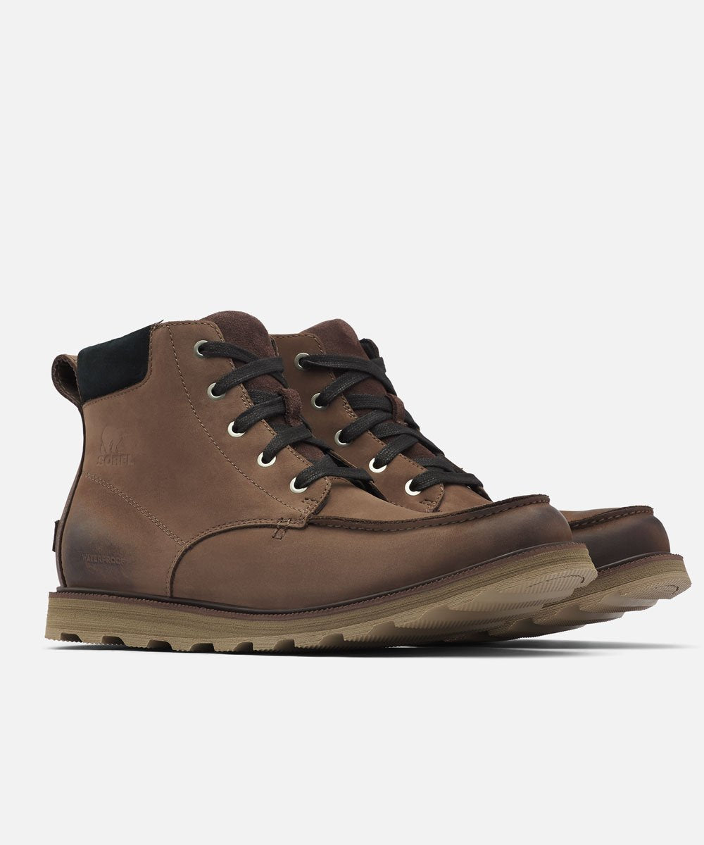 sorel men's madson moc toe waterproof casual boots