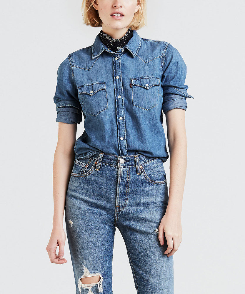 levi denim shirt women's