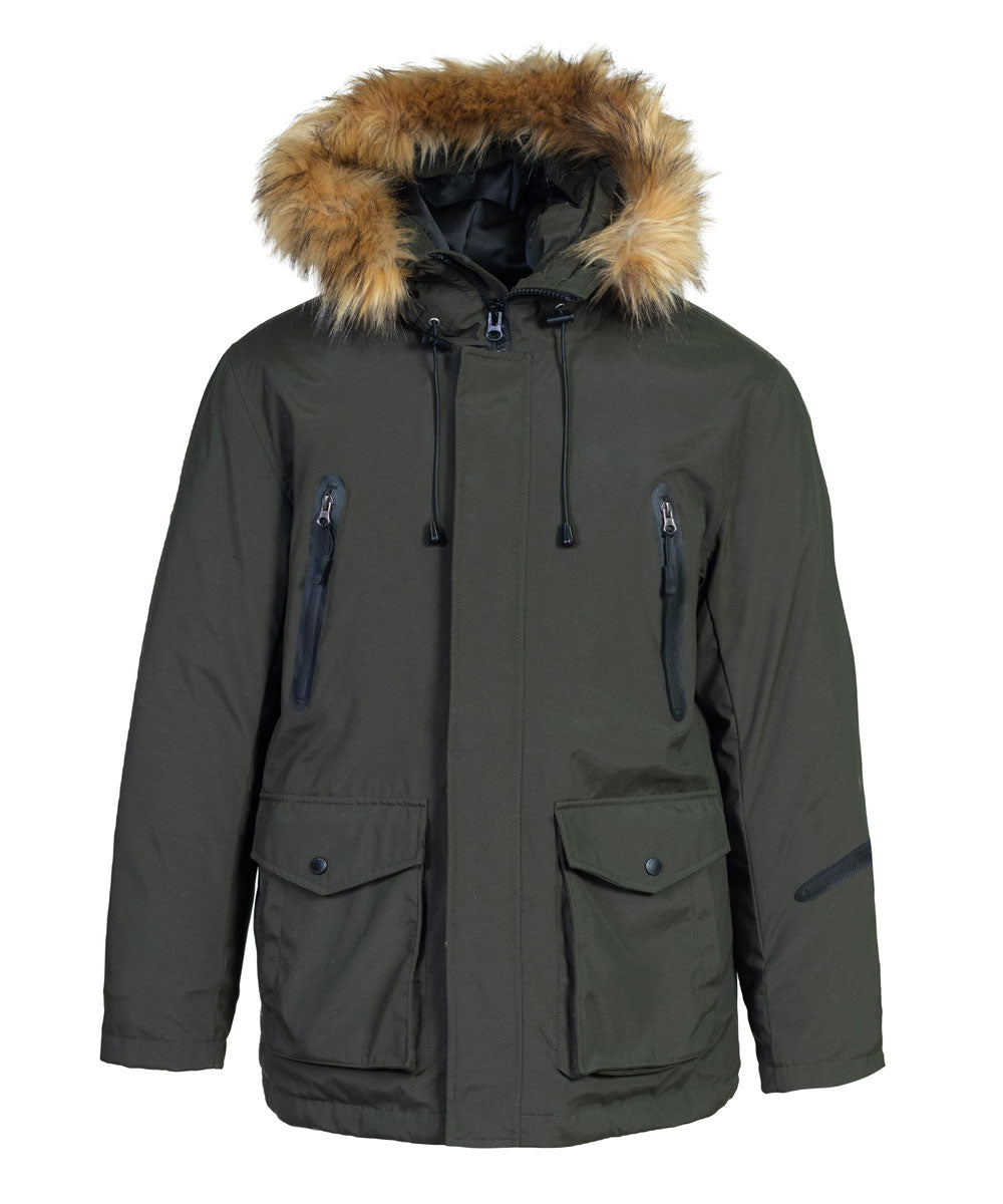 Schott NYC Men's Down-Filled Hooded Parka - Olive — Dave's New York