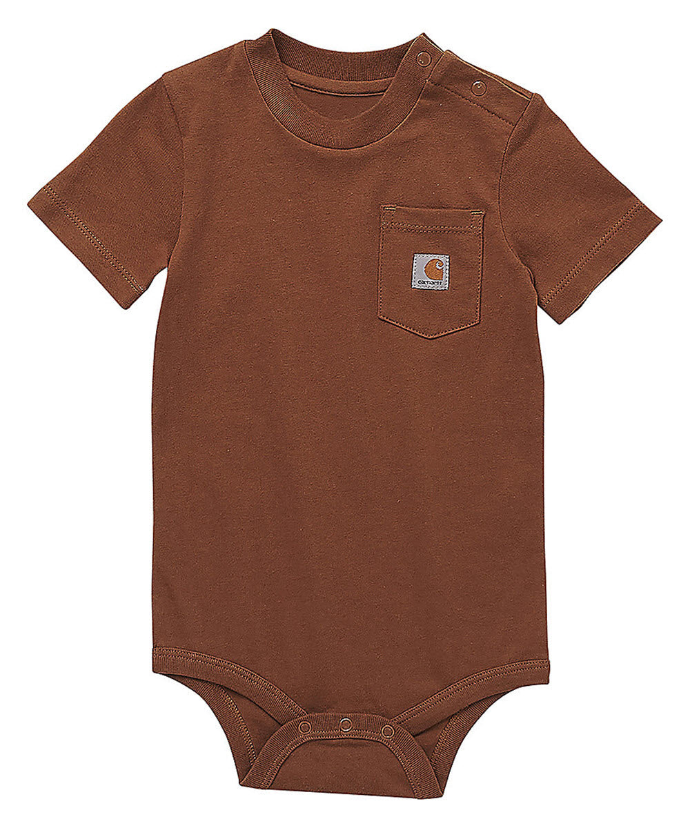 Carhartt Infant Short Sleeve Pocket Bodysuit Onesie - Carhartt Brown ...