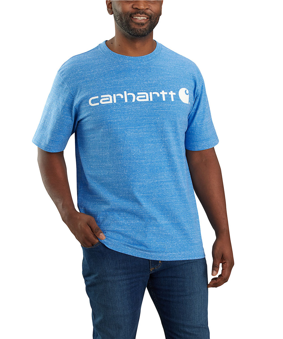 Carhartt K195 Signature Logo T-Shirt - Blue Lagoon Snow Heather — Dave ...