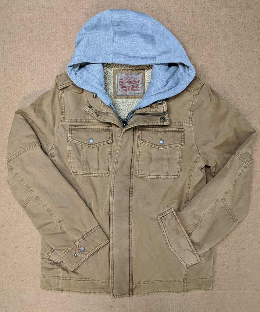 Levi's Men's Military Style Hooded Jacket - Brown — Dave's New York