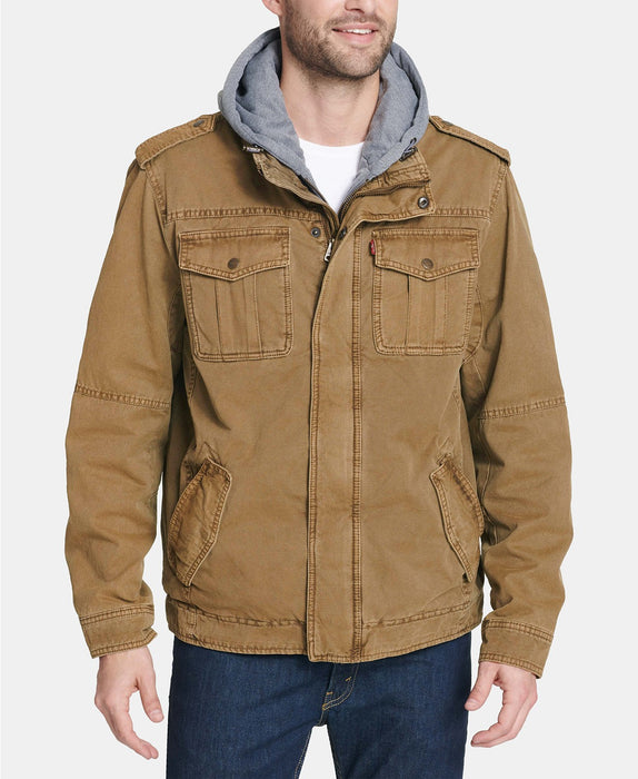 Levi's Men's Military Style Hooded Jacket - Brown — Dave's New York