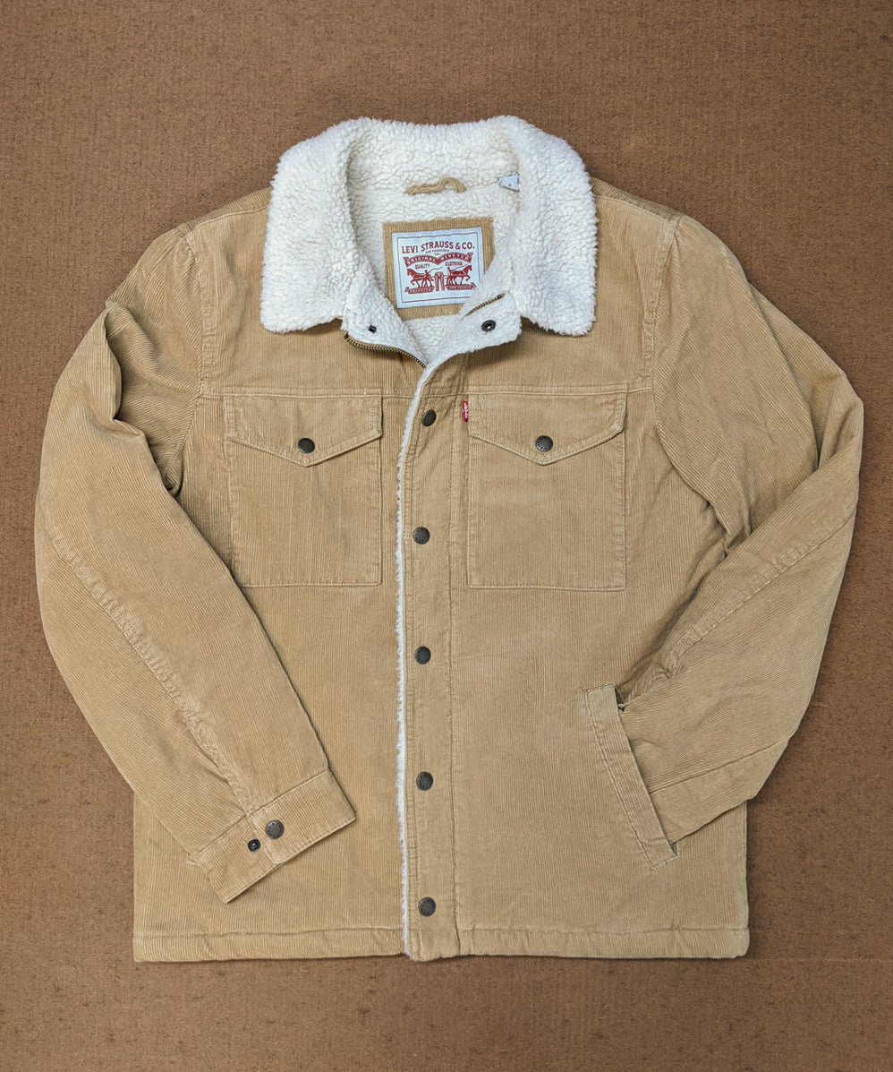 Levis Mens Corduroy Sherpa Trucker Jacket Tan — Daves New York 