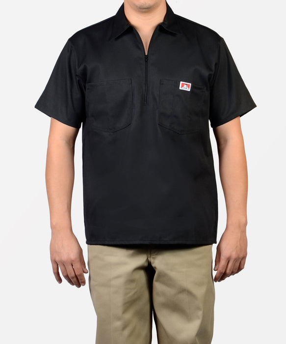 Ben Davis Short Sleeve Half-Zip Work Shirt - Black — Dave's New York