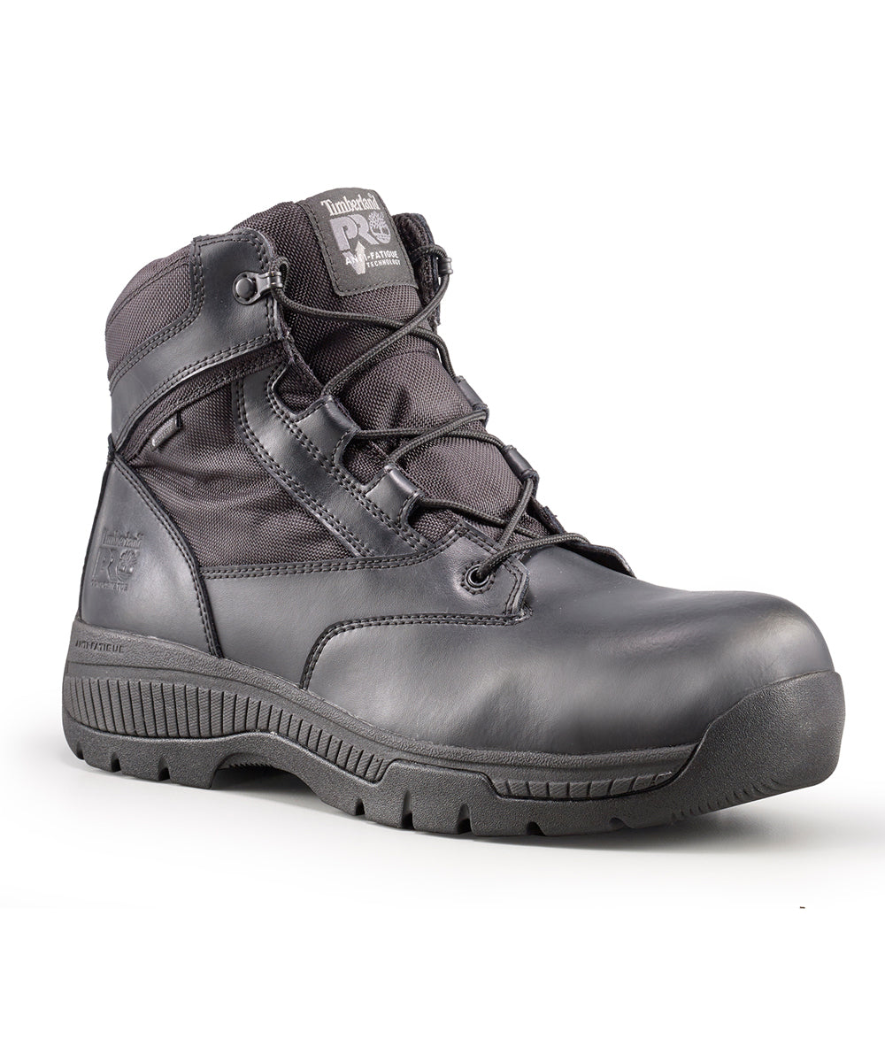 black work boots with side zipper