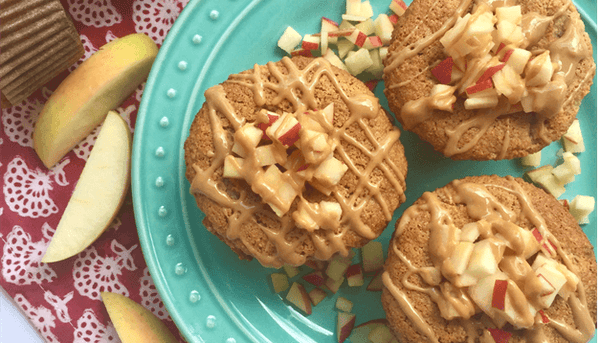 apple cupcakes with peanut butter drizzle 