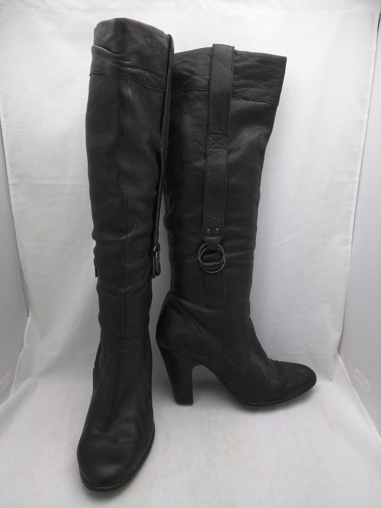 high heel tall black boots