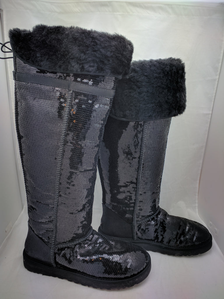 ugg black sequin over the knee boots