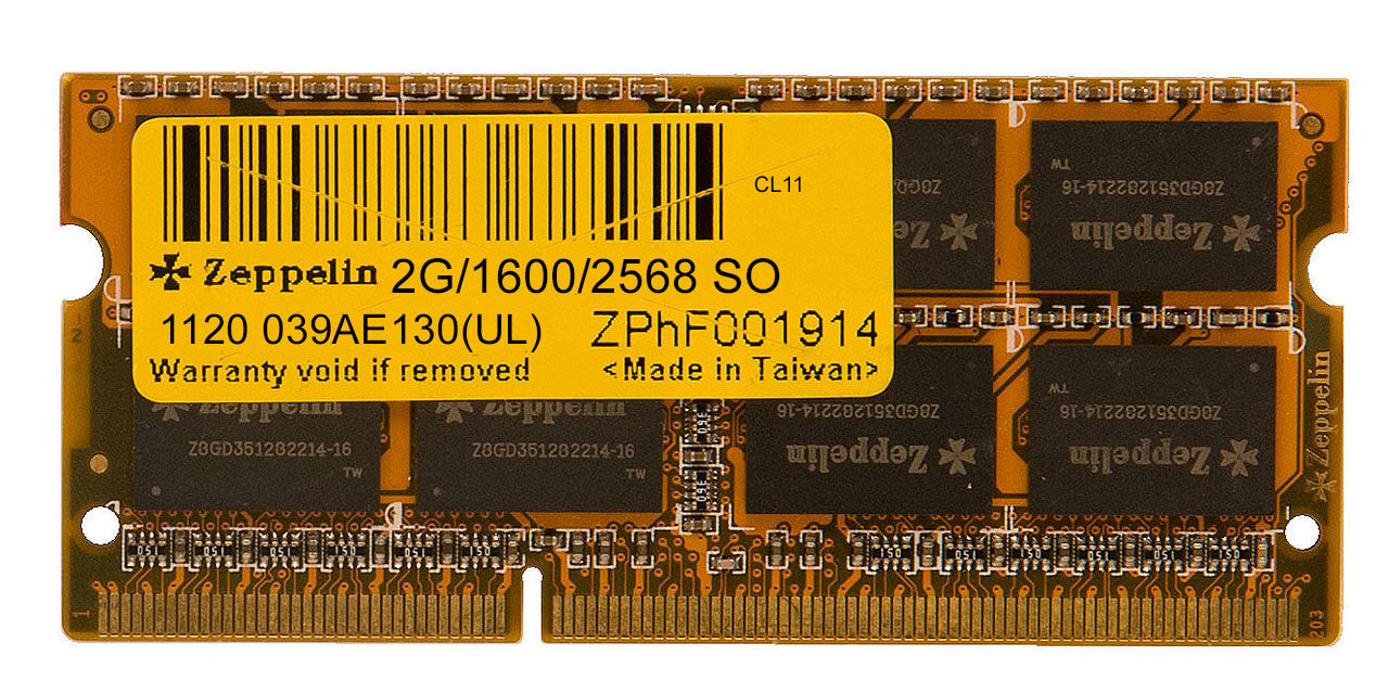 Zeppelin DDR3 2GB SO PC1600 256X8 8IC Laptop Memory