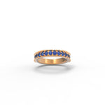 16 Stones With Prong Setting With Milgrain Blue Sapphire Ring-GemsRing