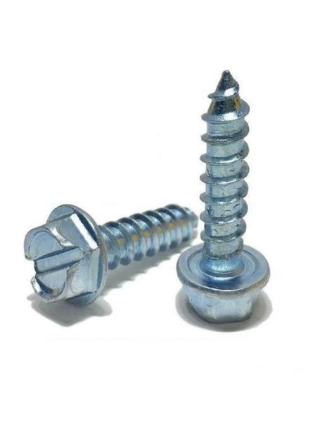 #10 x 1 1/2" Hex Washer Head Slotted Sheet Metal Screw Zinc Plated