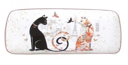 Embossed Cat Couple - Long Serving Plate