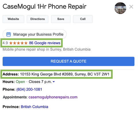 CaseMogul Phone Repair Google Review