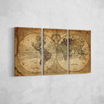 Vintage World Map _3 Piece Split Canvas