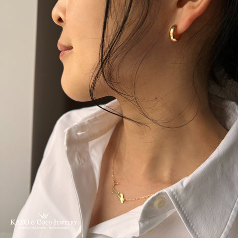 K18/18K フープピアス・アラビア語ネームネックレス・Love【KAYO & Coco Jewelry】