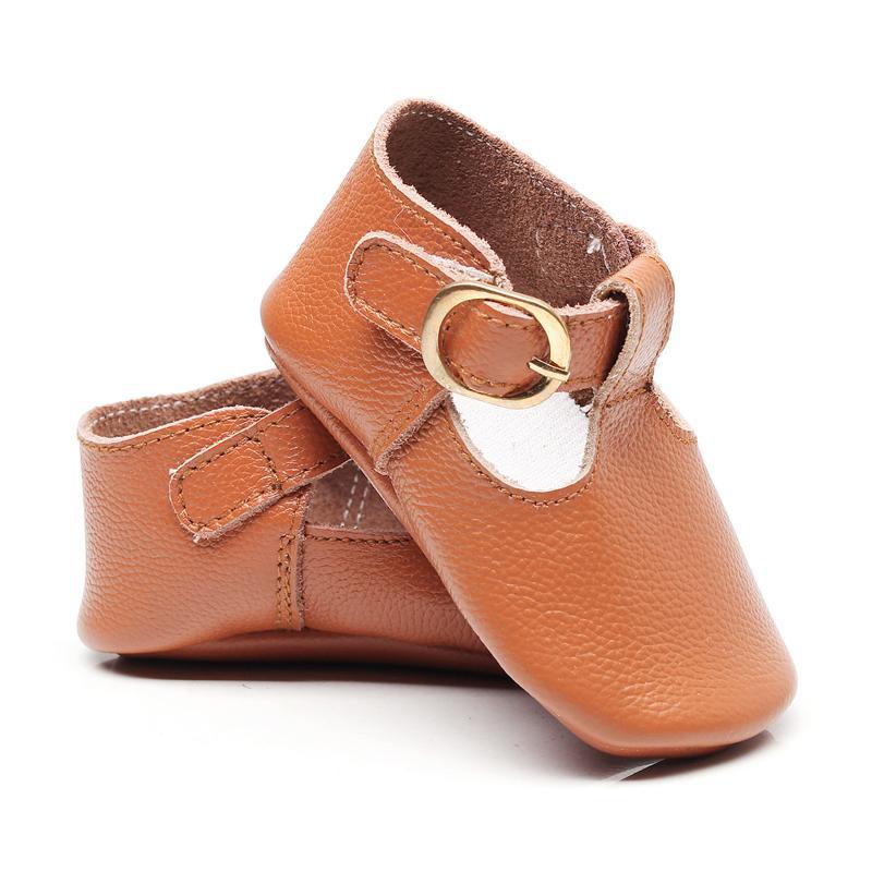 Bebila T-strap Baby Girls Boys Shoes Mary Jane Soft Sole Leather Toddler Shoes Buckle Dress Sandals Moccasins