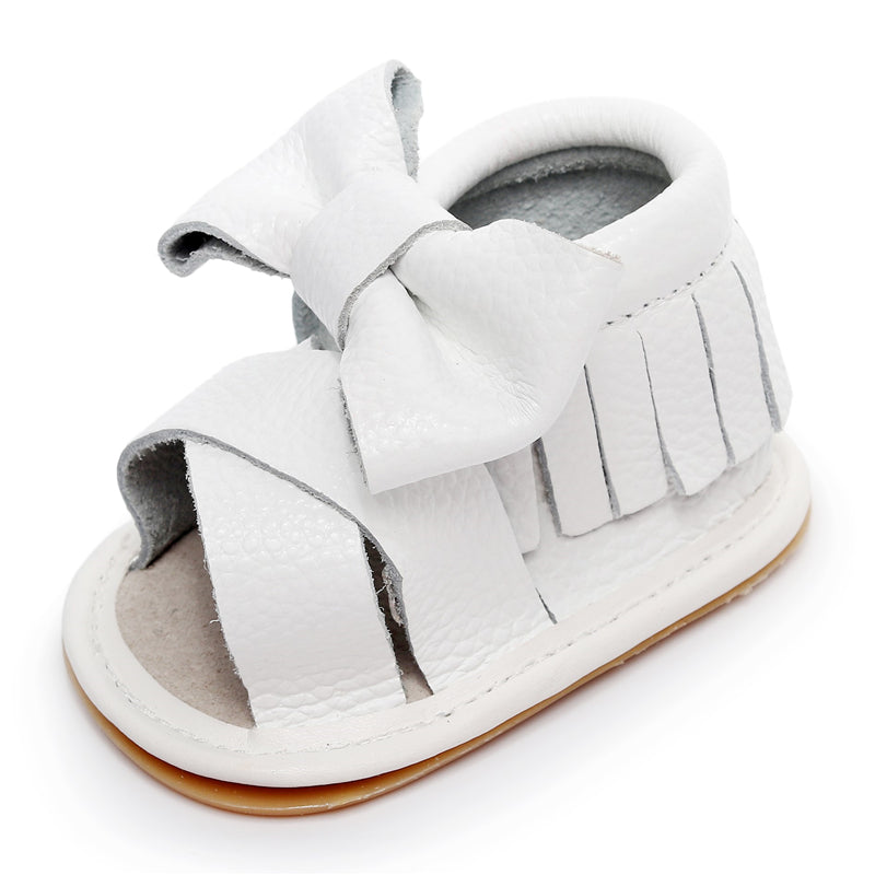 white hard sole baby shoes