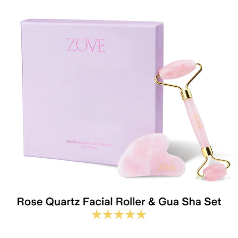 Zove Rose Quartz Gua Sha Facial Roller