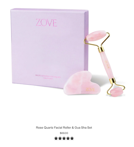 Zove Rose Quartz Facial Roller & Gua Sha Tool