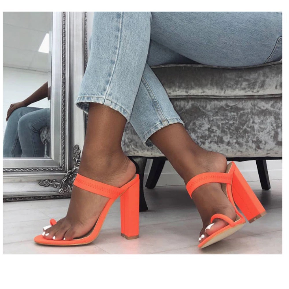 orange neon heels