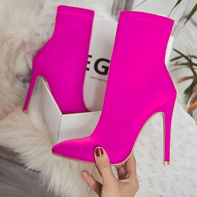 fuchsia pink ankle boots