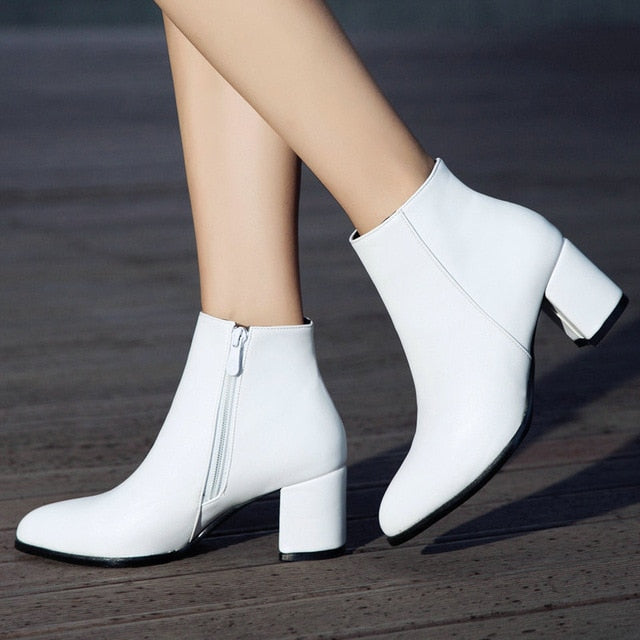 white 60s ankle boots