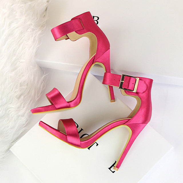 Hot pink satin heels – shadeBYshade