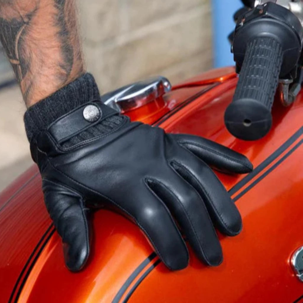 Dents Men's Fingerless Leather Driving Gloves Berry