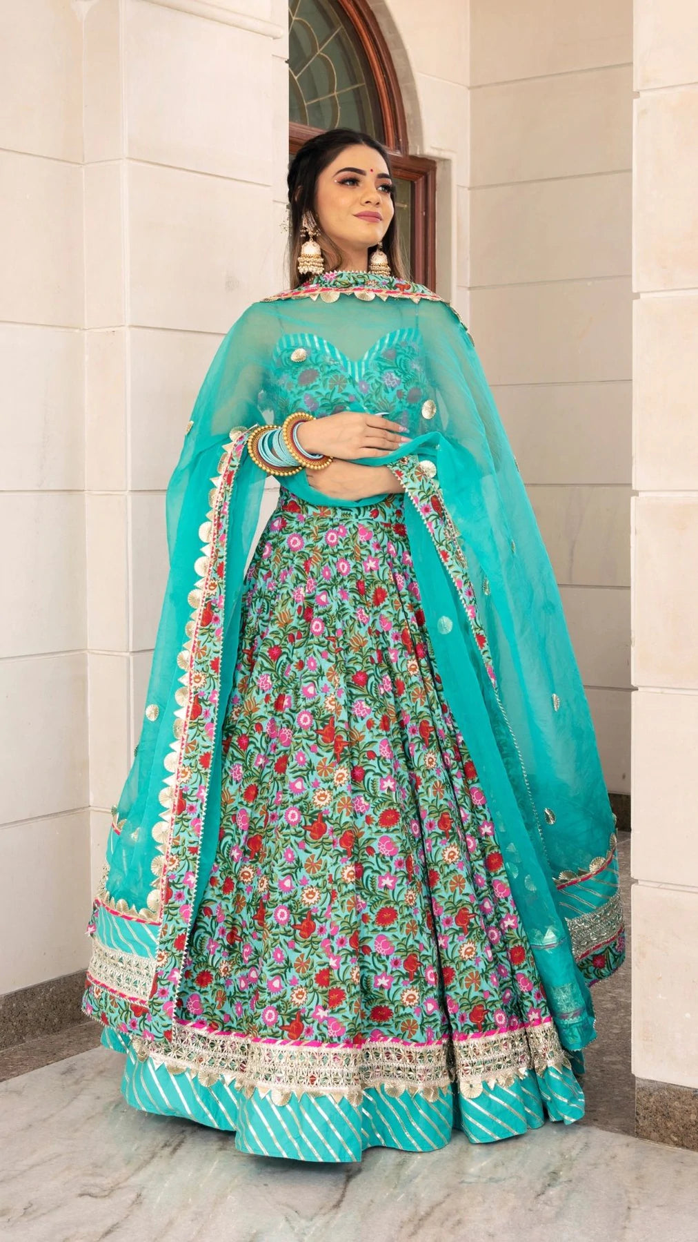 Buy online Green Net Aline Lehenga from ethnic wear for Women by Readiprint  Fashions for ₹11769 at 55% off | 2024 Limeroad.com