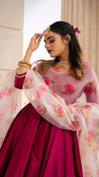 Tie-dye Print Pink Color Attractive Anarkali Suit - Clothsvi