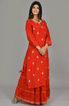 Red Silk Sharara Suit Set - Ria Fashions