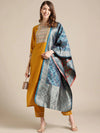 Yellow Embroidered Suit Set with Dupatta