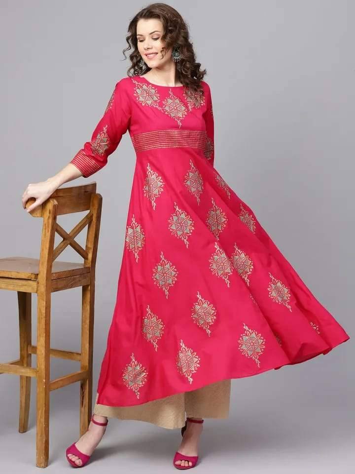 red cotton anarkali