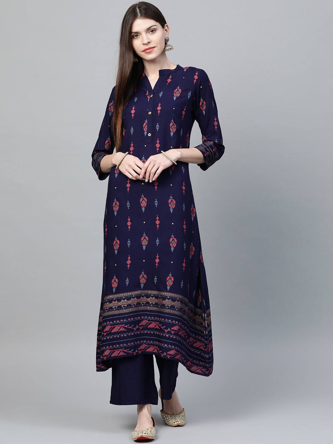 Dark Blue Kurta Palazzo Set