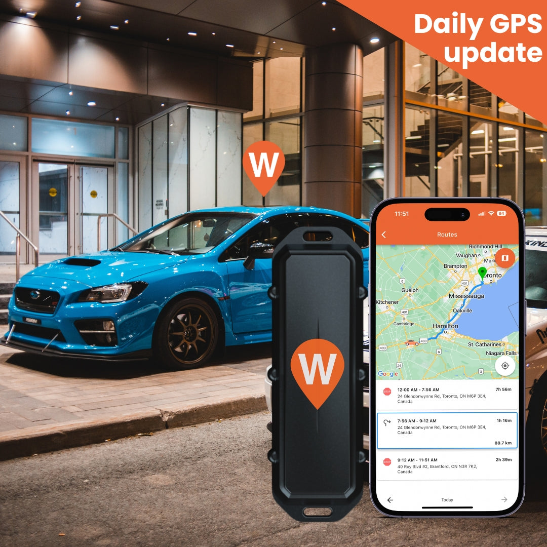 One GPS tracker with WhereSafe app JDM exotic sports car parked outside being tracked by GPS tracker