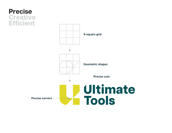 The concept of "precision" in the new Ultimate Tools logo. 