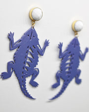 TCU Vintage Purple Horned Frog Earrings with White Agate