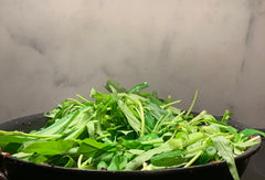 Add kangkong last to stir fries. It cooks down quickly.