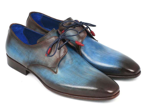 Paul Parkman Blue Hand-Painted Derby Shoes