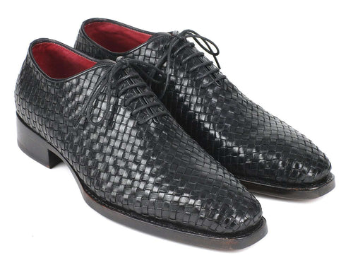 Paul Parkman Black Woven Leather Oxfords