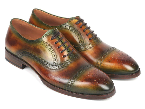 Paul Parkman Men's Green & Brown Cap Toe Oxfords