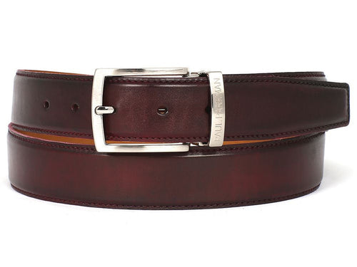 PAUL PARKMAN Hand-Painted Leather Belt, Dark Bordeaux