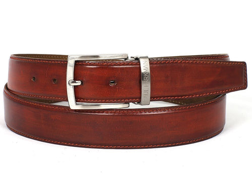 PAUL PARKMAN Hand-Painted Leather Belt Reddish Brown
