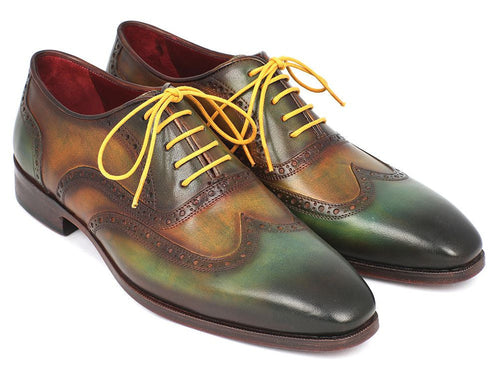 Paul Parkman Green Handpainted Wingtip Oxfords