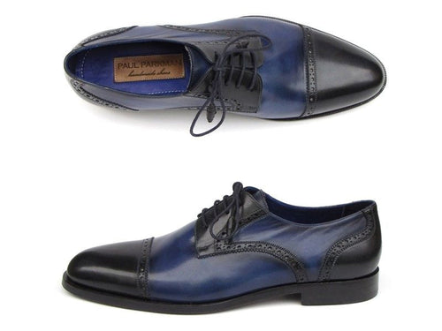 Paul Parkman Men's Blue Leather Derby Shoes