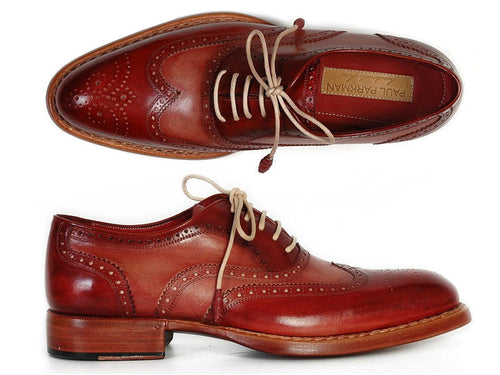 Paul Parkman Handmade Wingtip Oxfords Bordeaux Camel